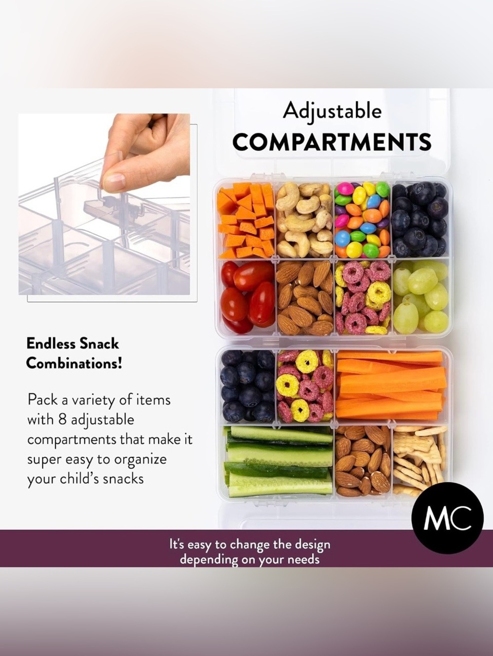 Snack Box Containers Set of 2-Reusable - Picture 3 of 5